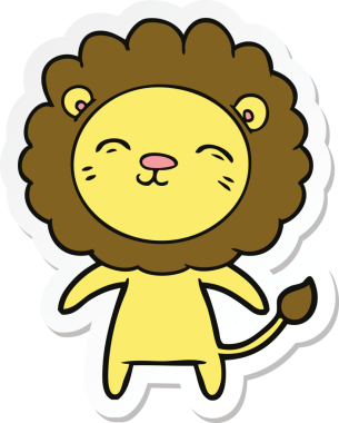 Bir insan tarafından çizilmiş karikatür aslanının çıkartması.