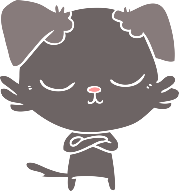 Bir insan tarafından çizilmiş şirin düz renkli çizgi film köpeği.