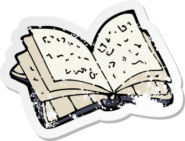 Bir insan tarafından çizilmiş açık bir çizgi filmin gerilimli retro yapıştırması