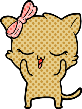 Bir insan tarafından çizilmiş kafasında yay olan çizgi film kedisi.