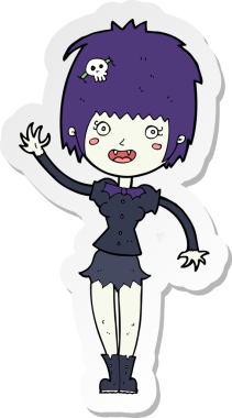 Bir insan tarafından çizilmiş vampir kızın çizdiği bir karikatür çıkartması.