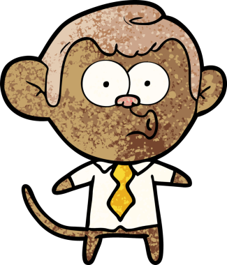 Bir insan tarafından çizilmiş bir ofis maymunu.