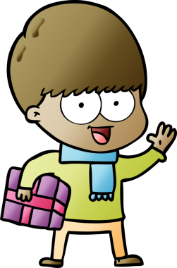 Bir insan tarafından çizilmiş mutlu çizgi film çocuğu.