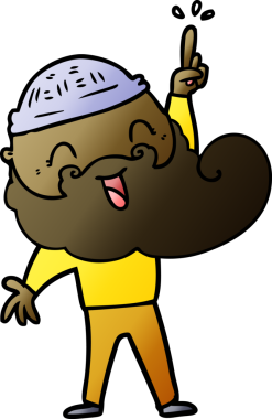 Bir insan tarafından çizilmiş harika bir fikri olan mutlu sakallı adam.