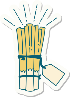 Bir insan tarafından çizilmiş bir demet pırasa dövmesi.