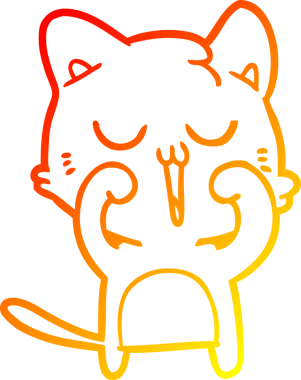 Bir insan tarafından çizilmiş çizgi film kedisinin sıcak çizgi çizimi