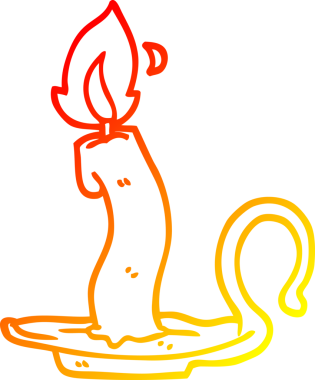 Bir insan tarafından çizilmiş yanan bir mumun sıcak çizgi çizimi