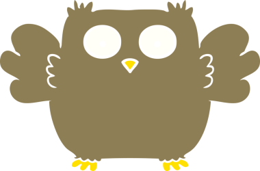 Sevimli düz renkli çizgi film baykuşu bir insan tarafından çizildi