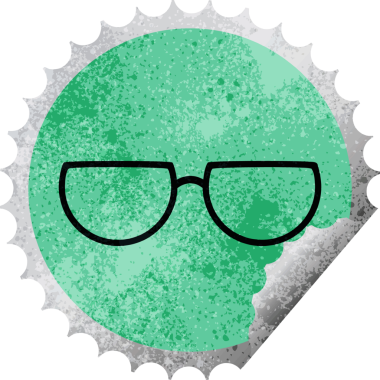 Bir insan tarafından çizilmiş grafik vektör illüstrasyon yuvarlak etiketi