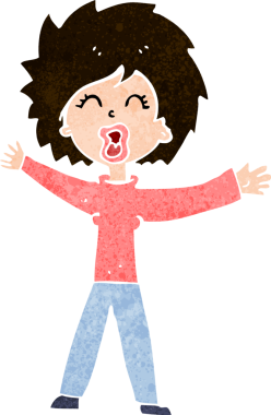 Bir insan tarafından çizilmiş karikatür kadın bağırıyor.