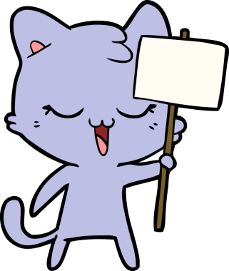 Bir insan tarafından çizilmiş mutlu çizgi film kedisi.