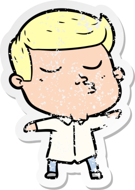 Bir insan tarafından çizilmiş karikatür mankeni adamın sıkıntılı çıkartması.