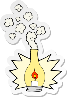 Bir insan tarafından çizilmiş eski bir cam fenerin çıkartması.