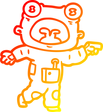 Bir insan tarafından çizilen garip uzaylı çizgi filminin sıcak gradyanı.