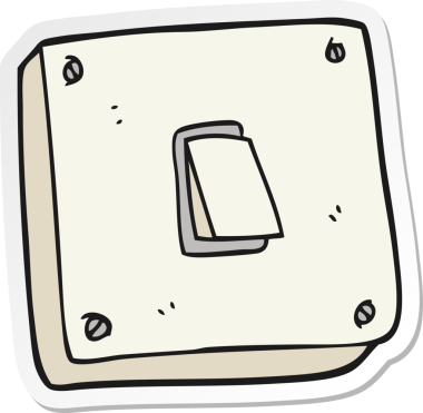 Bir insan tarafından çizilmiş çizgi film lambası etiketi.