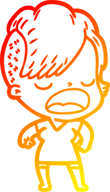 Bir insan tarafından çizilmiş havalı bir hippi kızın sıcak çizgi çizimi.