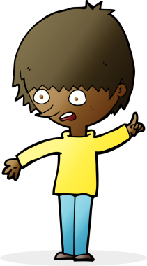 Bir insan tarafından çizilmiş soru işaretli çizgi film çocuğu.