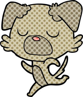 Bir insan tarafından çizilmiş çizgi film köpeği.