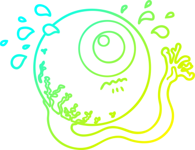 Bir insan tarafından çizilmiş ağlayan çizgi film gözbebeğinin soğuk eğim çizgisi.