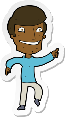 Bir insan tarafından çizilmiş mutlu bir adamın çıkartması.