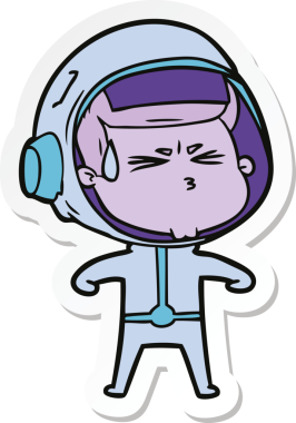 Bir insan tarafından çizilmiş astronotun çizdiği bir çizgi film çıkartması.