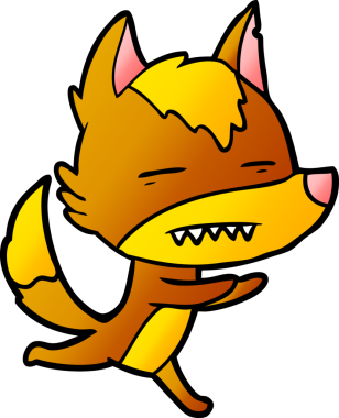 Bir insan tarafından çizilmiş tilki çizgi film karakteri