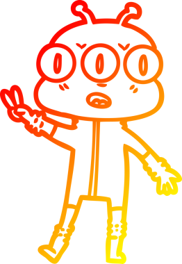 Bir insan tarafından çizilen üç gözlü uzaylının sıcak çizgi çizimi.