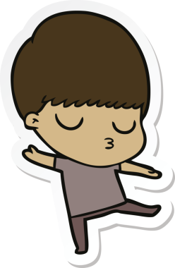 Bir insan tarafından çizilmiş sakin bir çocuğun çıkartması.