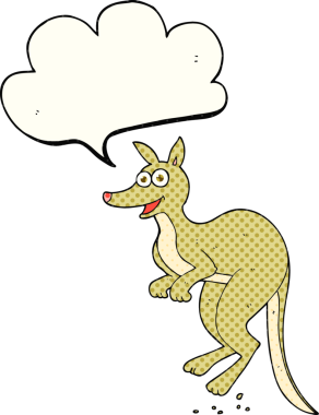 Bir insan tarafından çizilmiş serbest çizilmiş çizgi roman konuşma balonu kangurusu.