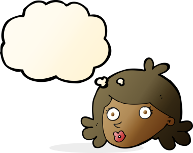 Bir insan tarafından çizilmiş düşünce baloncuklu güzel bir yüz.