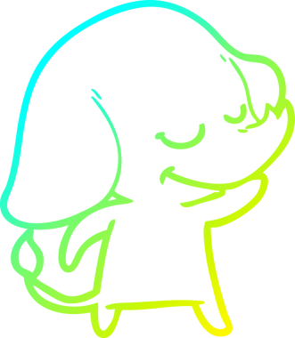 Bir insan tarafından çizilmiş gülümseyen bir filin soğuk gradyan çizimi