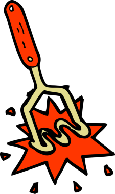 Bir insan tarafından çizilmiş patates ezici çizgi film.