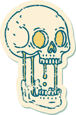 Bir insan tarafından çizilmiş bir kafatasının sembolik dövmeli görüntüsü.