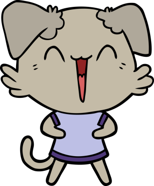 Bir insan tarafından çizilmiş küçük mutlu köpek çizgi filmi.