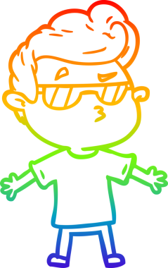 Gökkuşağı gradyan çizimi. Bir insan tarafından çizilmiş havalı bir adamın çizimi.