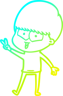 Bir çizgi film karakteri çizen soğuk çizgi bir insan tarafından çizilmiş mutlu çocuk.