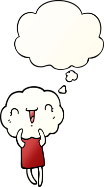 Düşünce baloncuğu olan, bir insan tarafından çizilmiş tatlı çizgi film başlıklı yaratık.