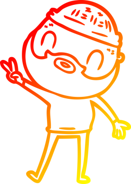 Bir insan tarafından çizilmiş sakallı bir adamın sıcak çizgi çizimi.