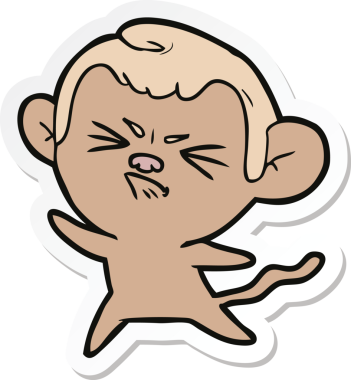 Bir insan tarafından çizilmiş kızgın bir maymunun çıkartması.