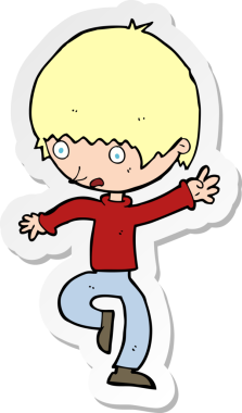 Bir insan tarafından çizilmiş panikleyen bir karikatür çıkartması.