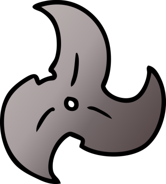 Bir insan tarafından çizilmiş tek bir ninja yıldızının gradyan karalaması.