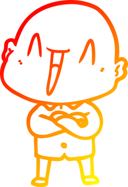 Bir insan tarafından çizilmiş mutlu, kel bir adamın sıcak çizgi çizimi.