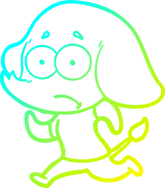 Bir çizgi filmin soğuk gradyan çizimi. Bir insan tarafından çekilen kararsız bir fil.