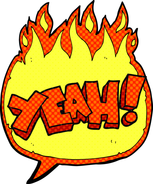 Evet! Bir insan tarafından çizilmiş serbest çizilmiş çizgi roman konuşma balonu karikatürü.