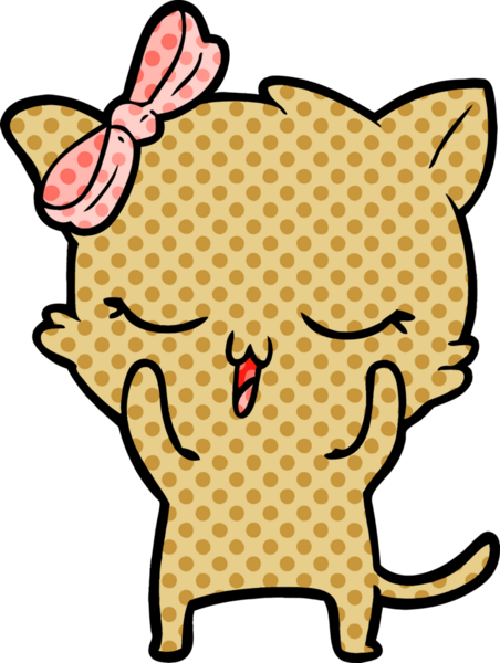 Bir insan tarafından çizilmiş kafasında yay olan çizgi film kedisi.