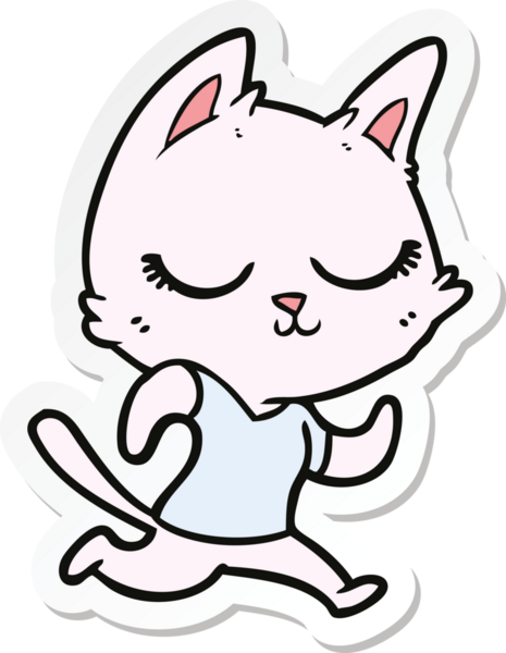 Bir insan tarafından çizilmiş sakin bir çizgi film kedisinin çıkartması.