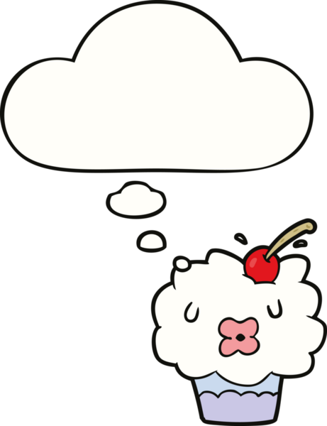 Bir insan tarafından çizilmiş düşünce balonlu kek.