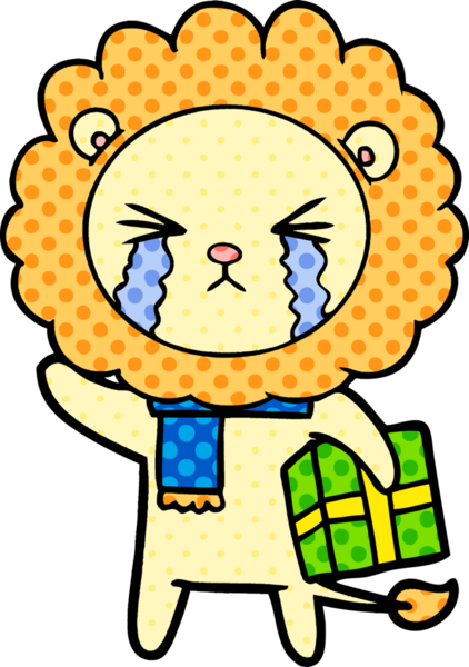 Bir insan tarafından çizilmiş ağlayan bir aslan.