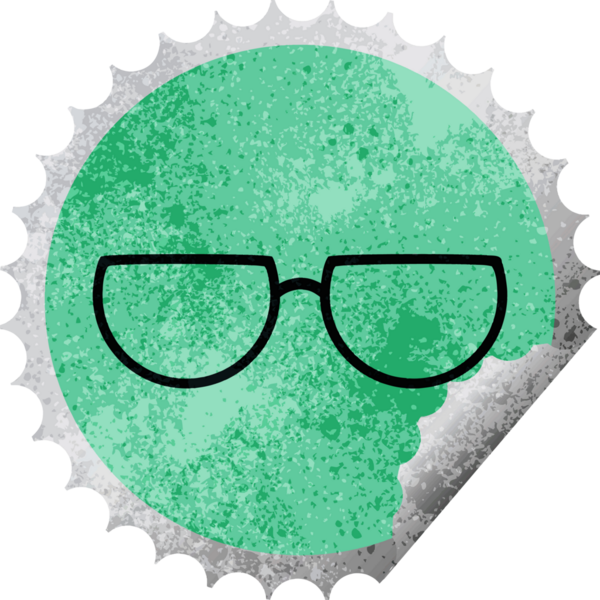 Bir insan tarafından çizilmiş grafik vektör illüstrasyon yuvarlak etiketi