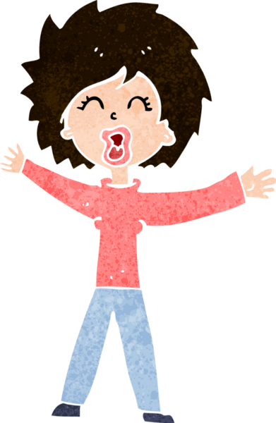 Bir insan tarafından çizilmiş karikatür kadın bağırıyor.